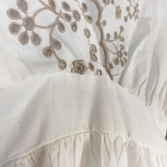 River Island London Dress 12 Cottage Boho Short Sleeve Mini Fit Flare Embroidery - Picture 6 of 16